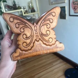 intage Wooden Butterfly Napkin Holder